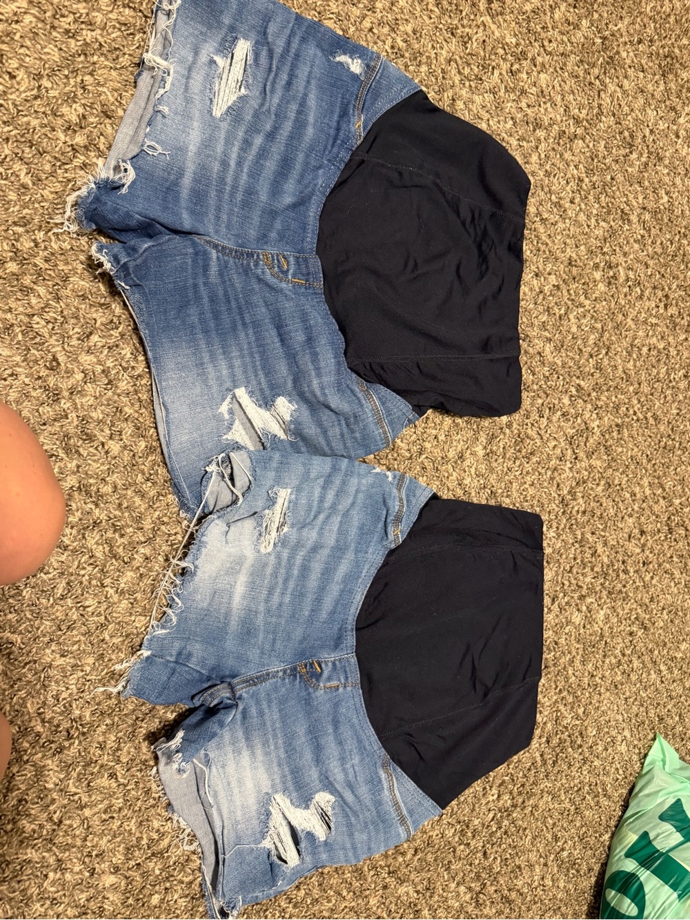 Maternity Denim Shorts with Black Stretch Panel